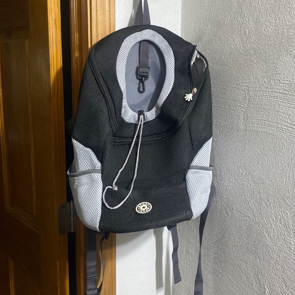 Dog backpack carrier up to 20 pounds 17Lx9ish deep